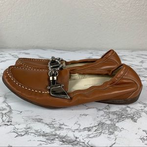 Agl Tan Leather Loafers with Silver Hardware